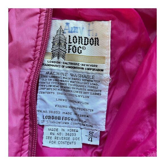 Vtg London Fog Girls Size 4 Pink Nylon Snow Bib Overalls W/Adjustable Straps - Picture 9 of 13